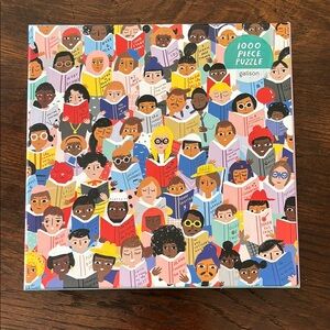 Cute Book Club jigsaw puzzle, clever titles, 1000 pieces.